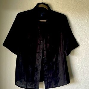 Black Linen Button Down Shirt